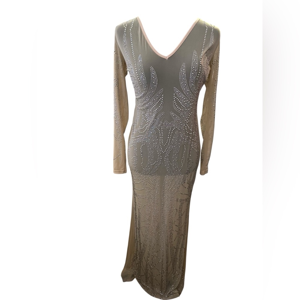 Elegant Beige Long Sleeve Dress